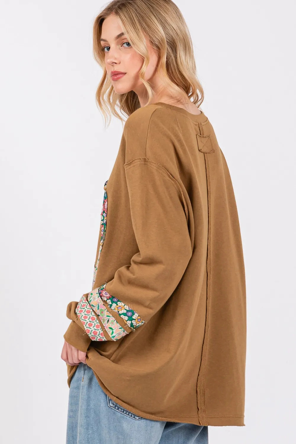 SAGE FIG Peace Applique Patch Long Sleeve Top