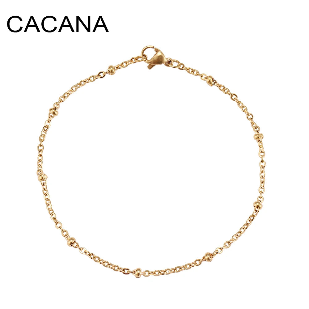 CACANA Stainless Steel Chain Bracelets For Man Women Gold Silver Color