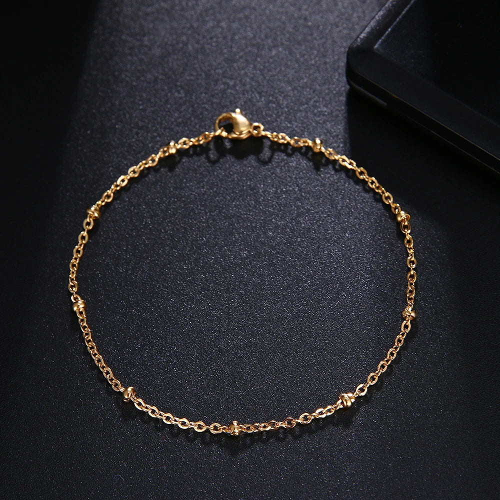 CACANA Stainless Steel Chain Bracelets For Man Women Gold Silver Color