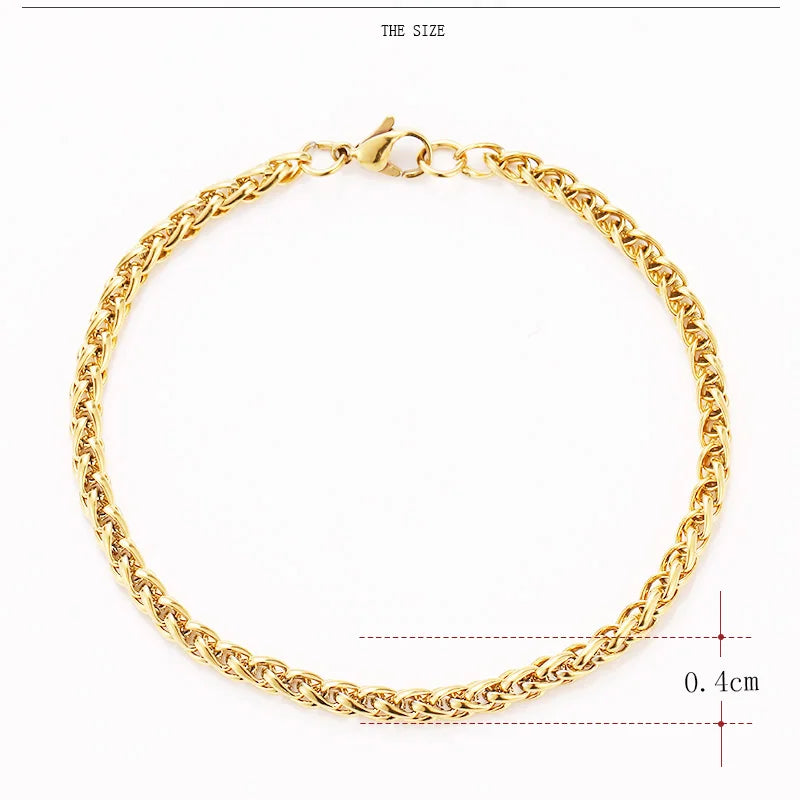 CACANA Stainless Steel Chain Bracelets For Man Women Gold Silver Color