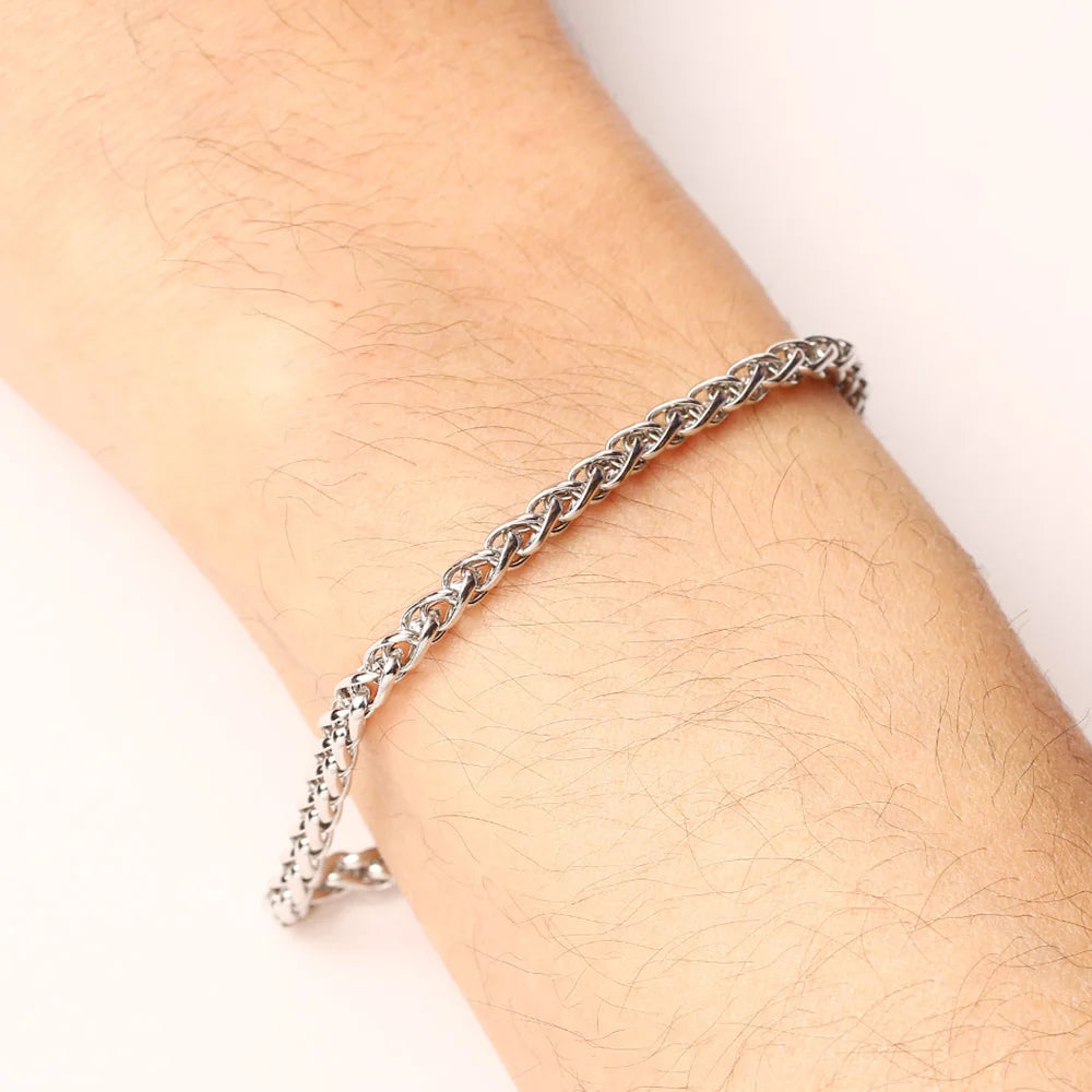 CACANA Stainless Steel Chain Bracelets For Man Women Gold Silver Color