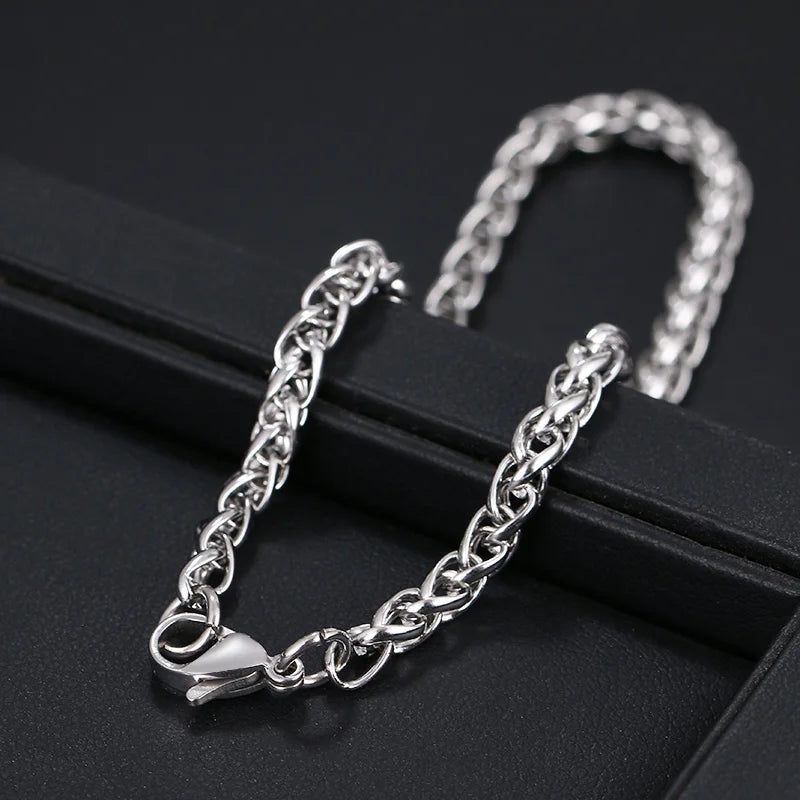 CACANA Stainless Steel Chain Bracelets For Man Women Gold Silver Color