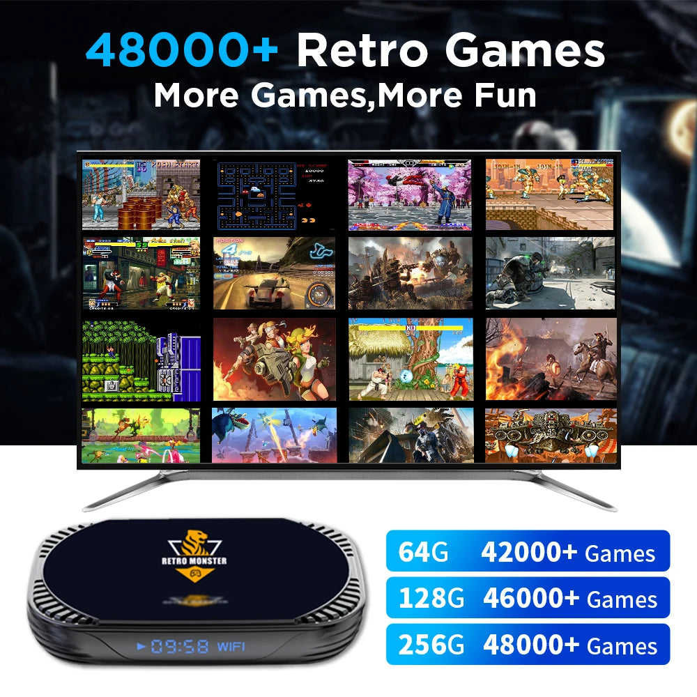 Amlogic S905X4 Retro Video Game Consoles For Sega Saturn/PS1/PSP/N64/DC/MAME With 48000+ Games Video Game Box With 70+ Emulators