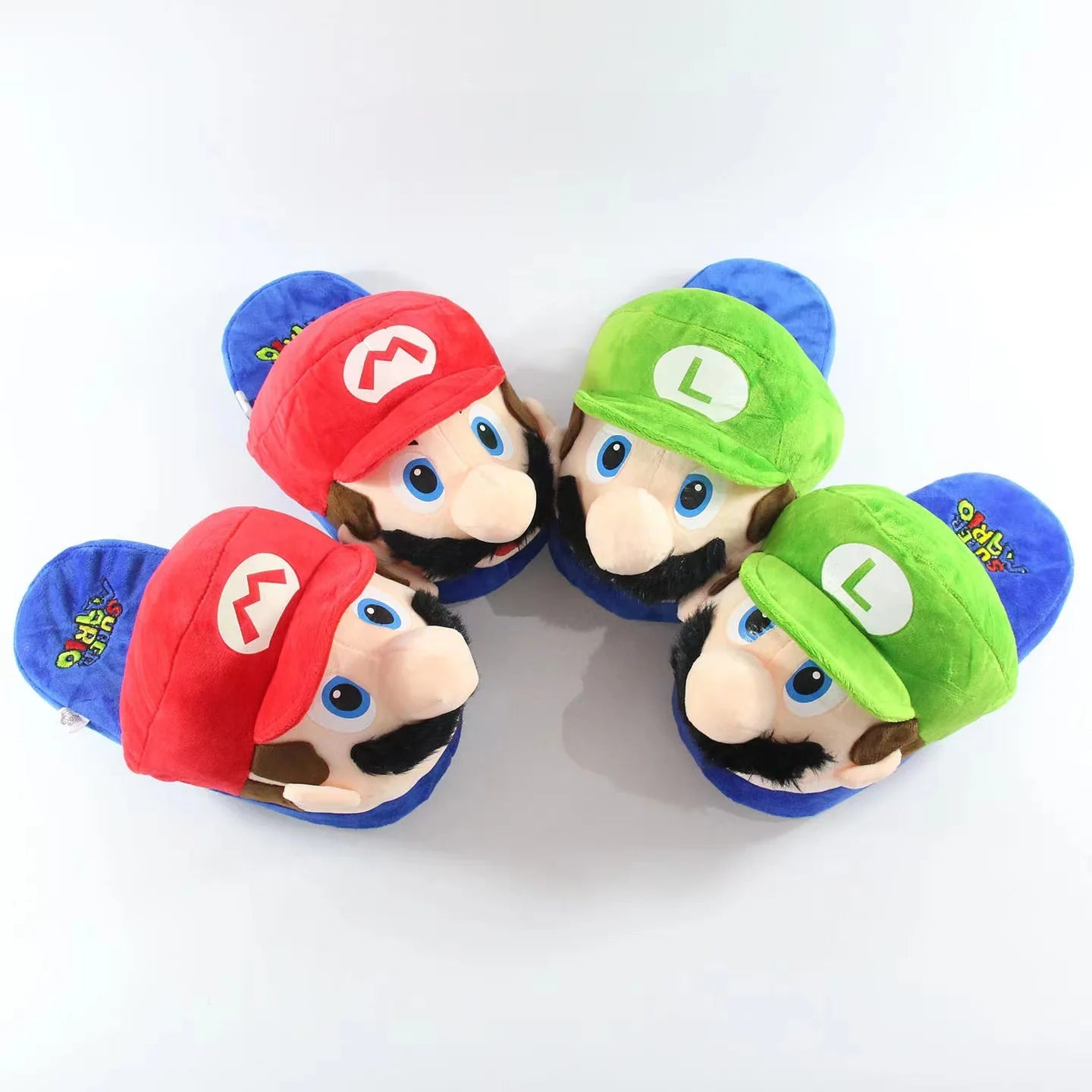 Super Mario Bros Winter Couple Plush Slippers Non-slip Soft Warm Flip Flops Kids Home Casual Cotton Shoes Women Men Plush Shoes