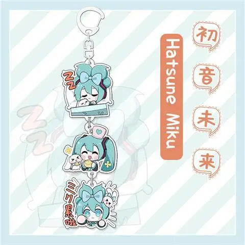 Hatsune Miku Popular Cartoon Anime Acrylic Double-sided Keychain Backpack Decoration Accessories Neutral Party Birthday Gift