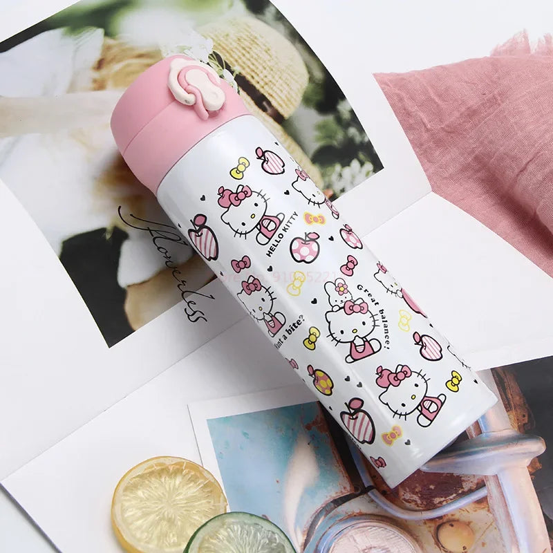 Hello Kitty For Child Insulated Water Bottle Hot Kawaii Water Thermos Pink Cartoon Stainless Steel Thermal Bottle Gift