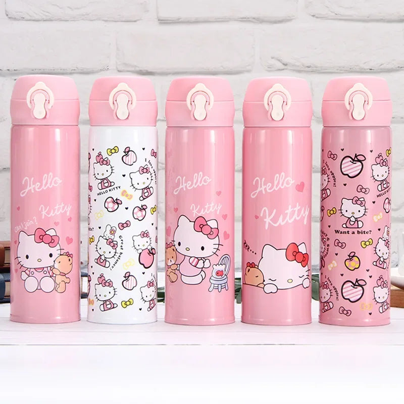 Hello Kitty For Child Insulated Water Bottle Hot Kawaii Water Thermos Pink Cartoon Stainless Steel Thermal Bottle Gift