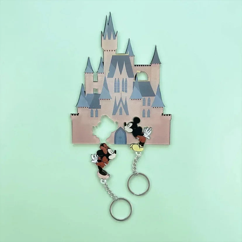 Disney Anime Keychain Holder Cute Up Mickey Mouse Stitch Couple Keychain Refrigerator Magnet Party Decoration Kids Toys Gifts