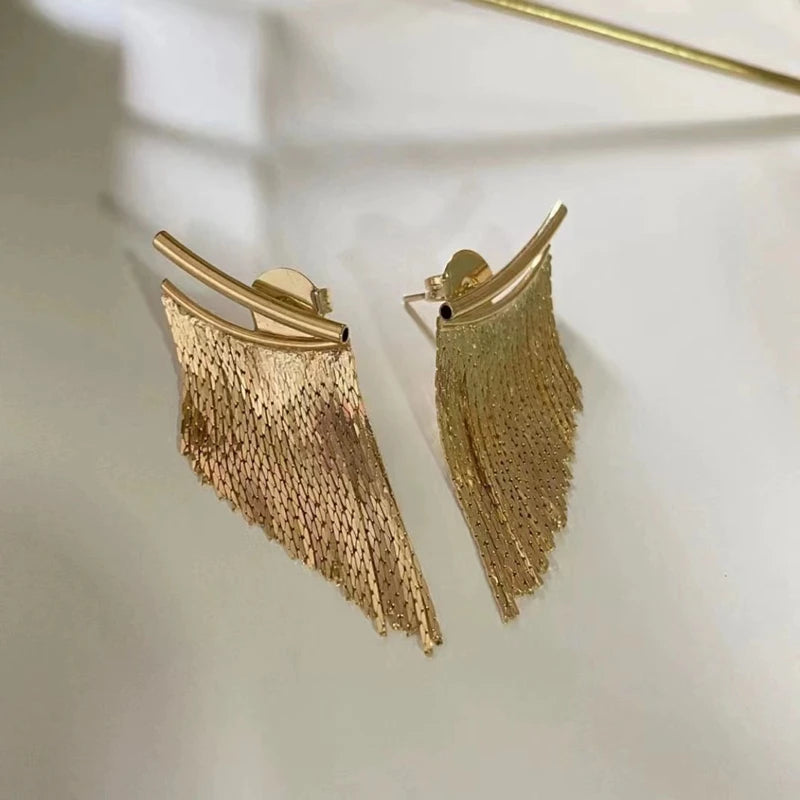 Trendy Gold Plating Tassels Earrings for Women Statement Long Chain Earrings Women Wedding Earrings Party Jewelry Gift Wholesale