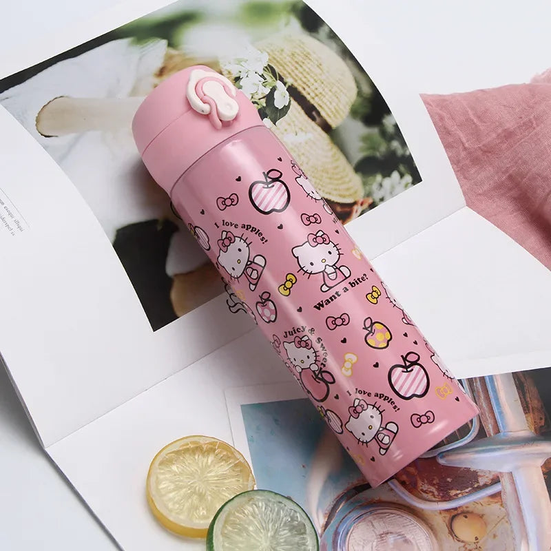 Hello Kitty For Child Insulated Water Bottle Hot Kawaii Water Thermos Pink Cartoon Stainless Steel Thermal Bottle Gift