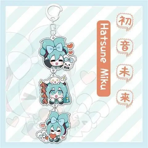 Hatsune Miku Popular Cartoon Anime Acrylic Double-sided Keychain Backpack Decoration Accessories Neutral Party Birthday Gift