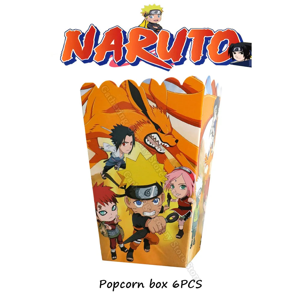 Narutoed Anime Figure Sasuke Children's Birthday Party Decoration Paper Tableware Plate Cup Flag Cosplay Scene Layout Decoration