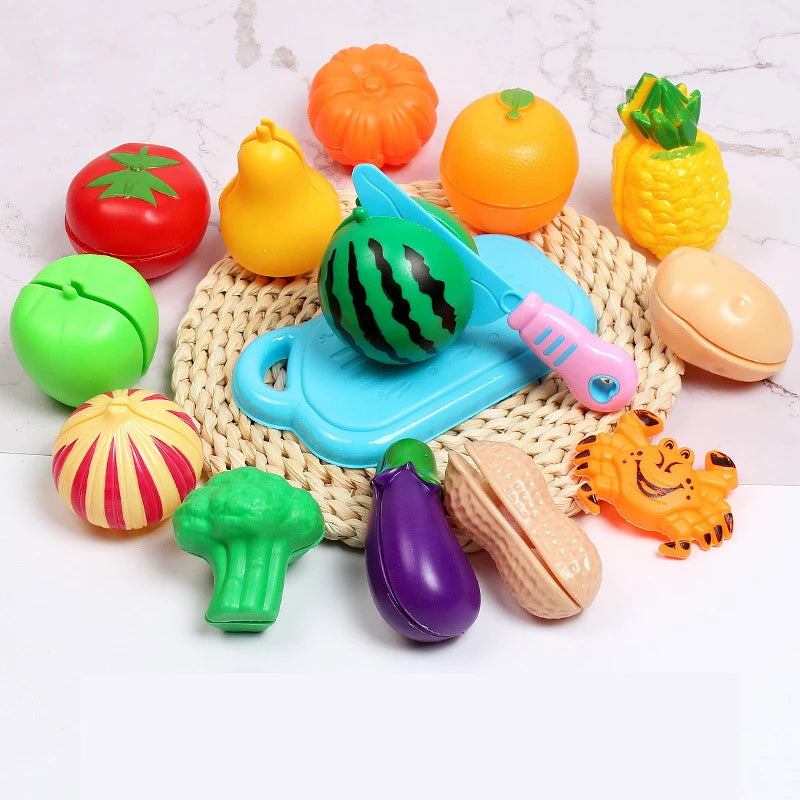 Educational Toy Plastic Kitchen Toy Set Cut Fruit and Vegetable Food Play House Simulation Toys Early Education Girls Boys Gifts