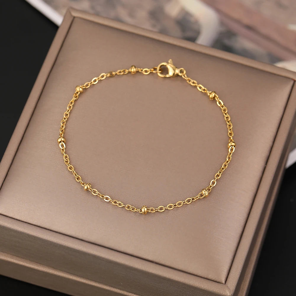 CACANA Stainless Steel Chain Bracelets For Man Women Gold Silver Color