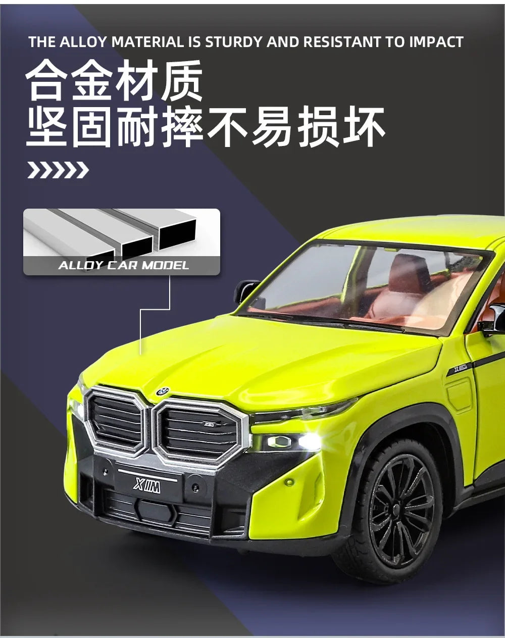 BMW XM SUV Alloy Car Diecasts & Toy Vehicles Car Model Sound and light Pull back Car