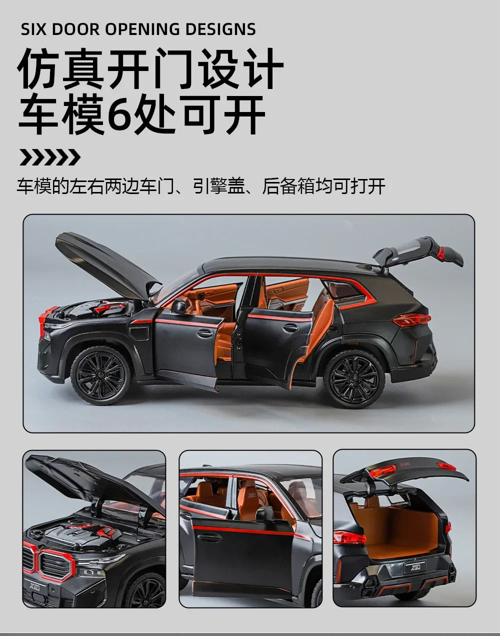 BMW XM SUV Alloy Car Diecasts & Toy Vehicles Car Model Sound and light Pull back Car