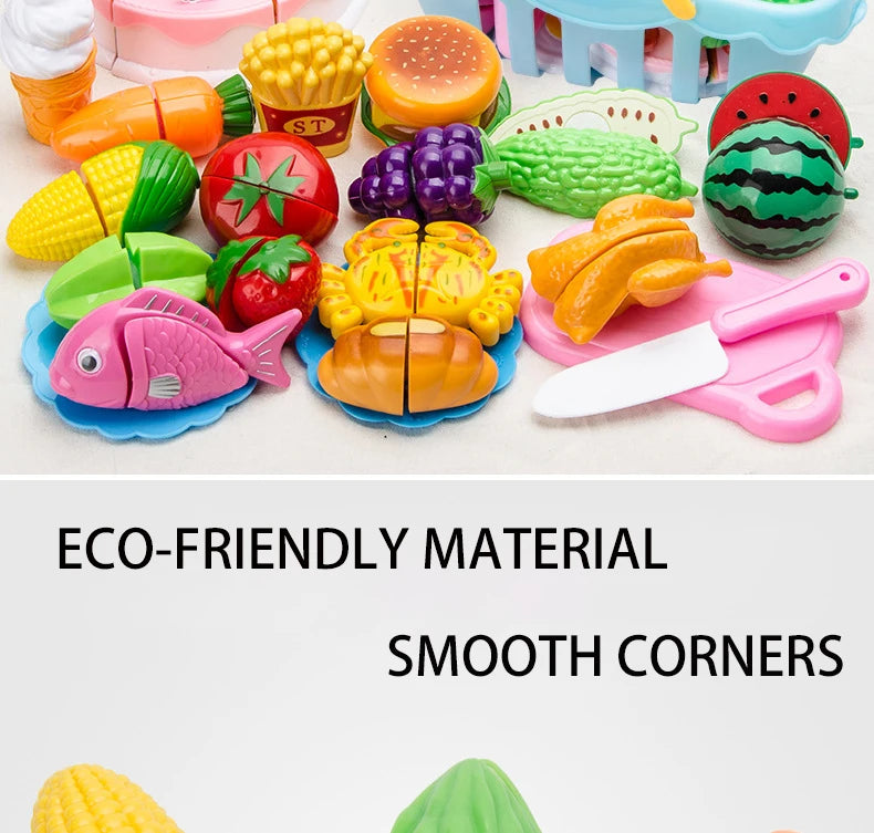 Educational Toy Plastic Kitchen Toy Set Cut Fruit and Vegetable Food Play House Simulation Toys Early Education Girls Boys Gifts