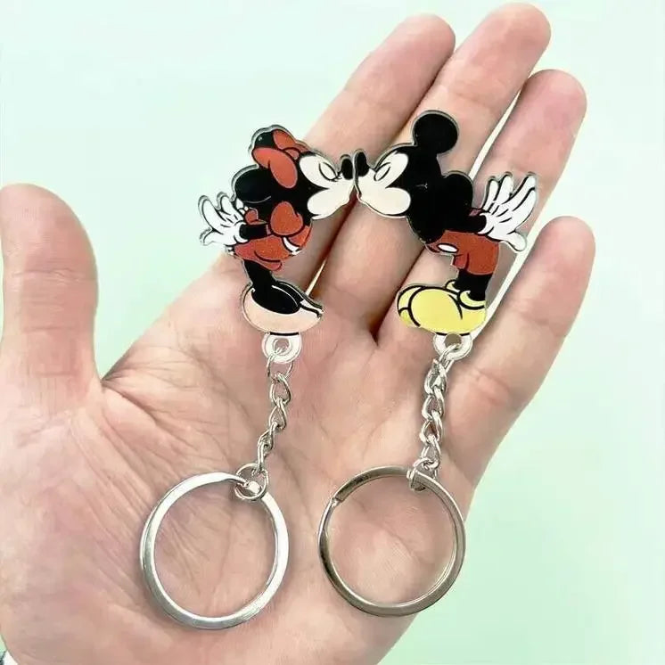 Disney Anime Keychain Holder Cute Up Mickey Mouse Stitch Couple Keychain Refrigerator Magnet Party Decoration Kids Toys Gifts