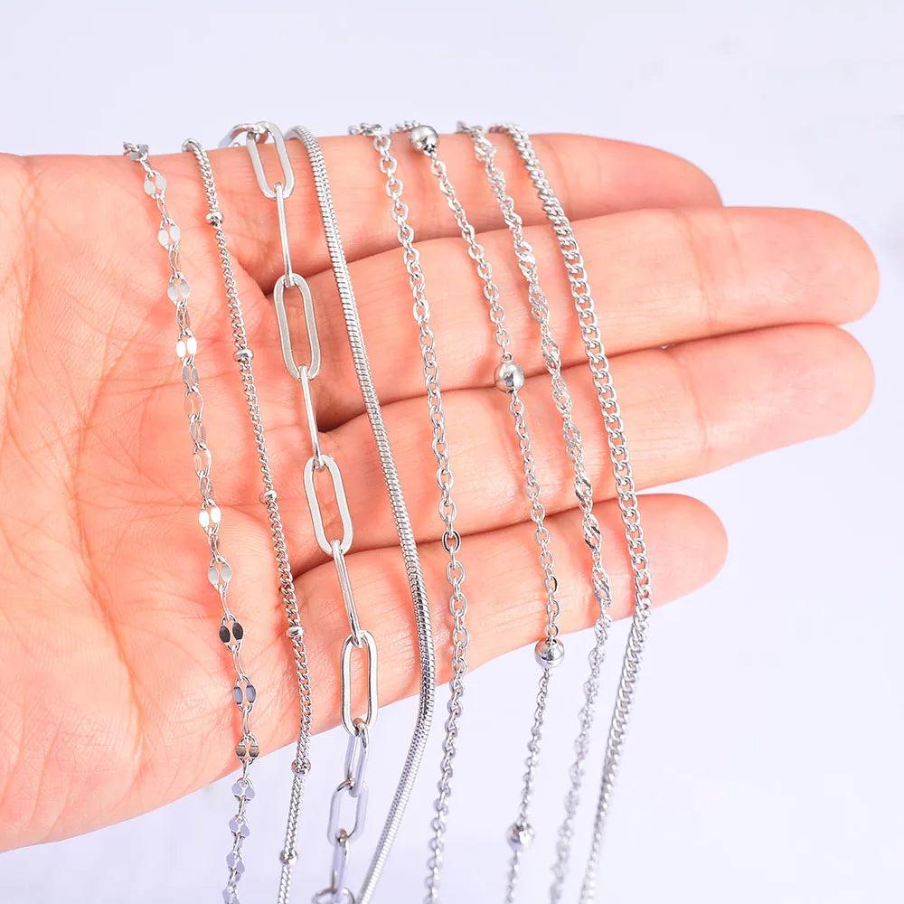 Stainless Steel Multilayers Chain Bracelet Women Simple Fashion Layered Girl Wrist Bracelet  Jewelry Accessories Length 18cm+5cm