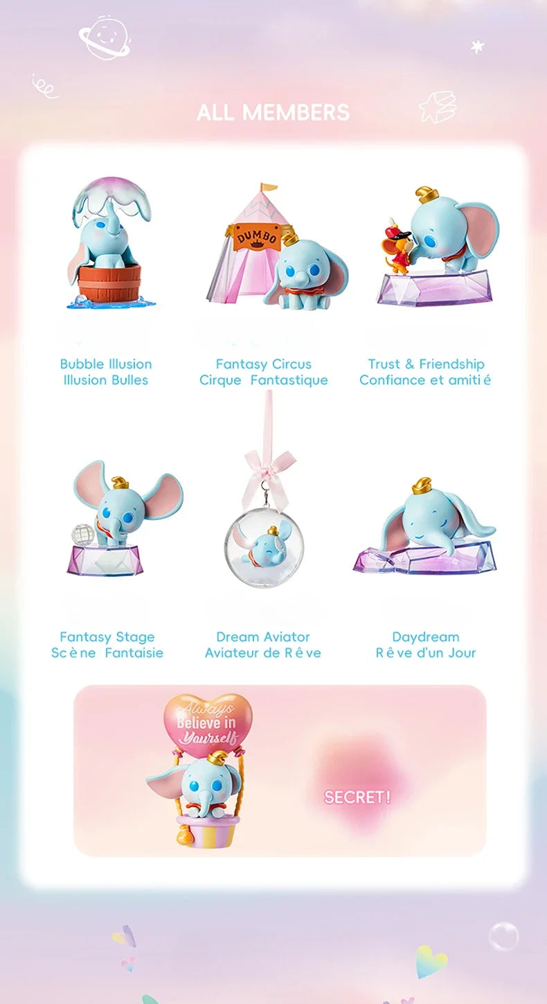 MINISO Genuine Disney Dumbo Day Dream Series Blind Box Table Top Decorated Kawaii Children's Toys Birthday Gift Anime Peripheral