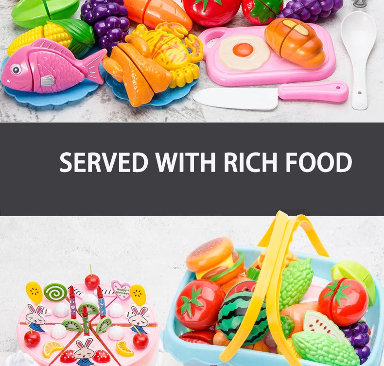 Educational Toy Plastic Kitchen Toy Set Cut Fruit and Vegetable Food Play House Simulation Toys Early Education Girls Boys Gifts