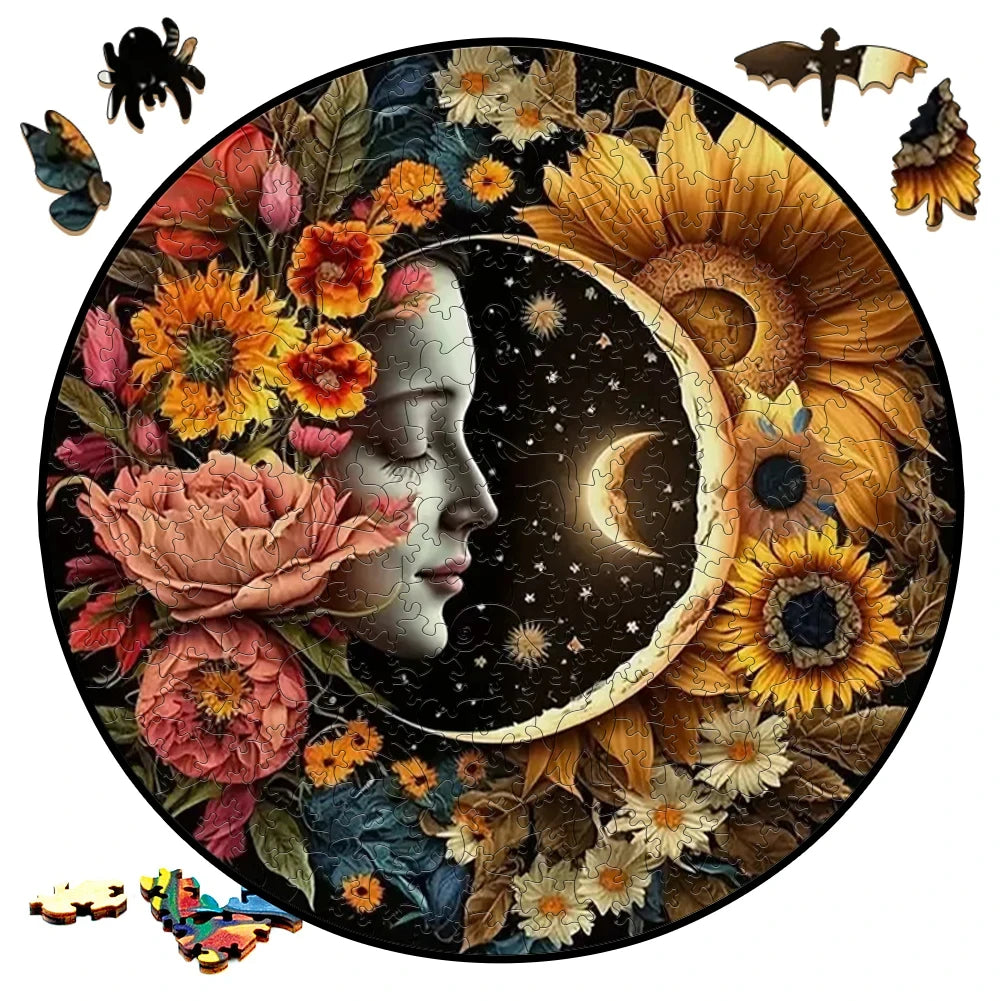 Moon A3/A4/A5 Size Wood Jigsaw Puzzle With for Adults Children , Not Common Shape , A Gifts for Parent-Child Games And Family Fu