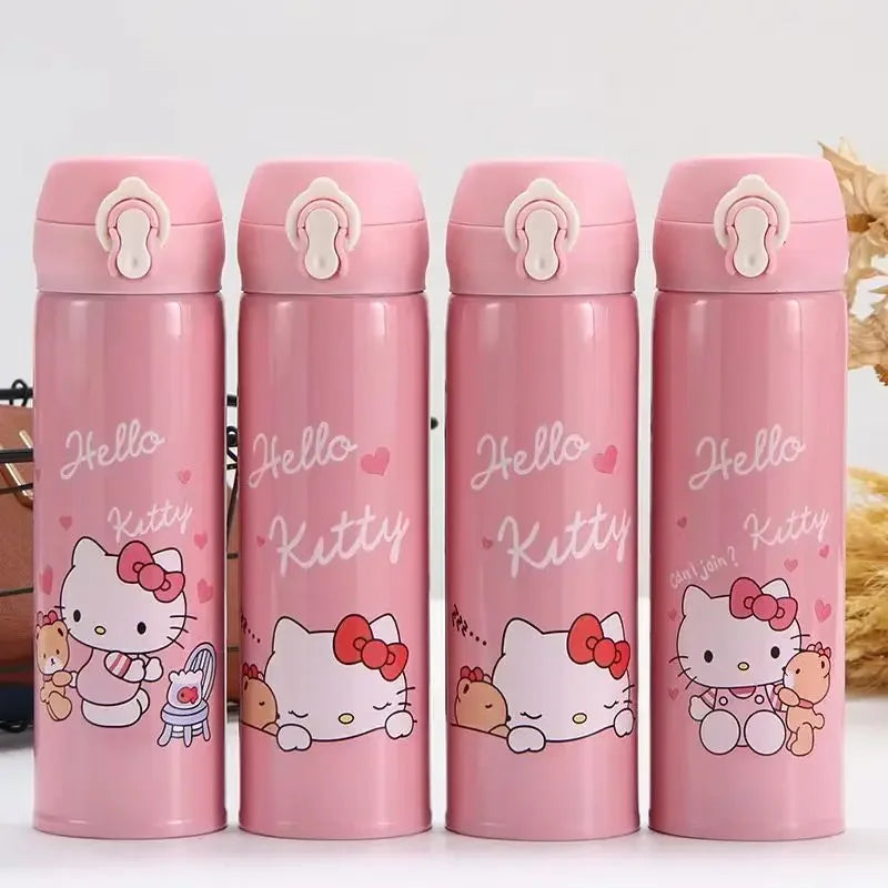 Hello Kitty For Child Insulated Water Bottle Hot Kawaii Water Thermos Pink Cartoon Stainless Steel Thermal Bottle Gift