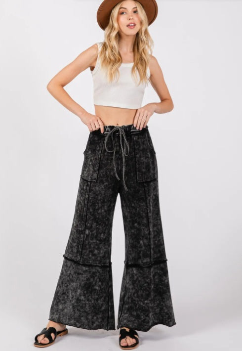 SAGE   FIG Mineral Washed Terry Wide Leg Pants